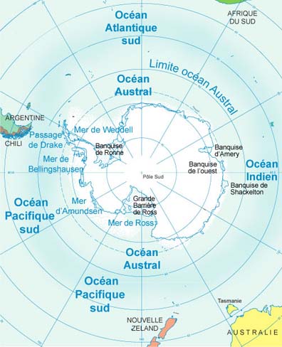 carte océan Austral